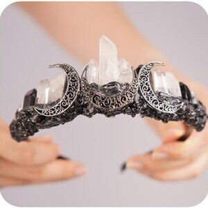 Raw Crystal Quartz Crown Clear Crystal Headband Tiara Moon Goddess Witch Headpie